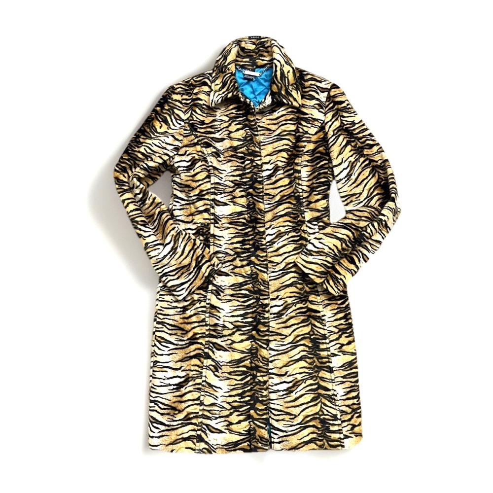 Guess Tiger Print Coat - Black and Gold